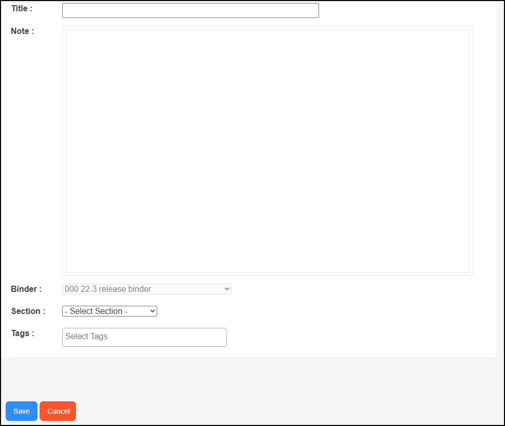 Add note pop-up.