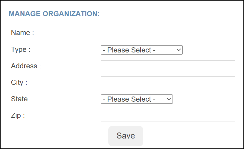Manage organization page.