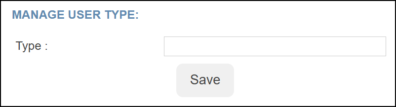 Manage user type page.