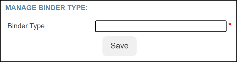 Manage binder type page.